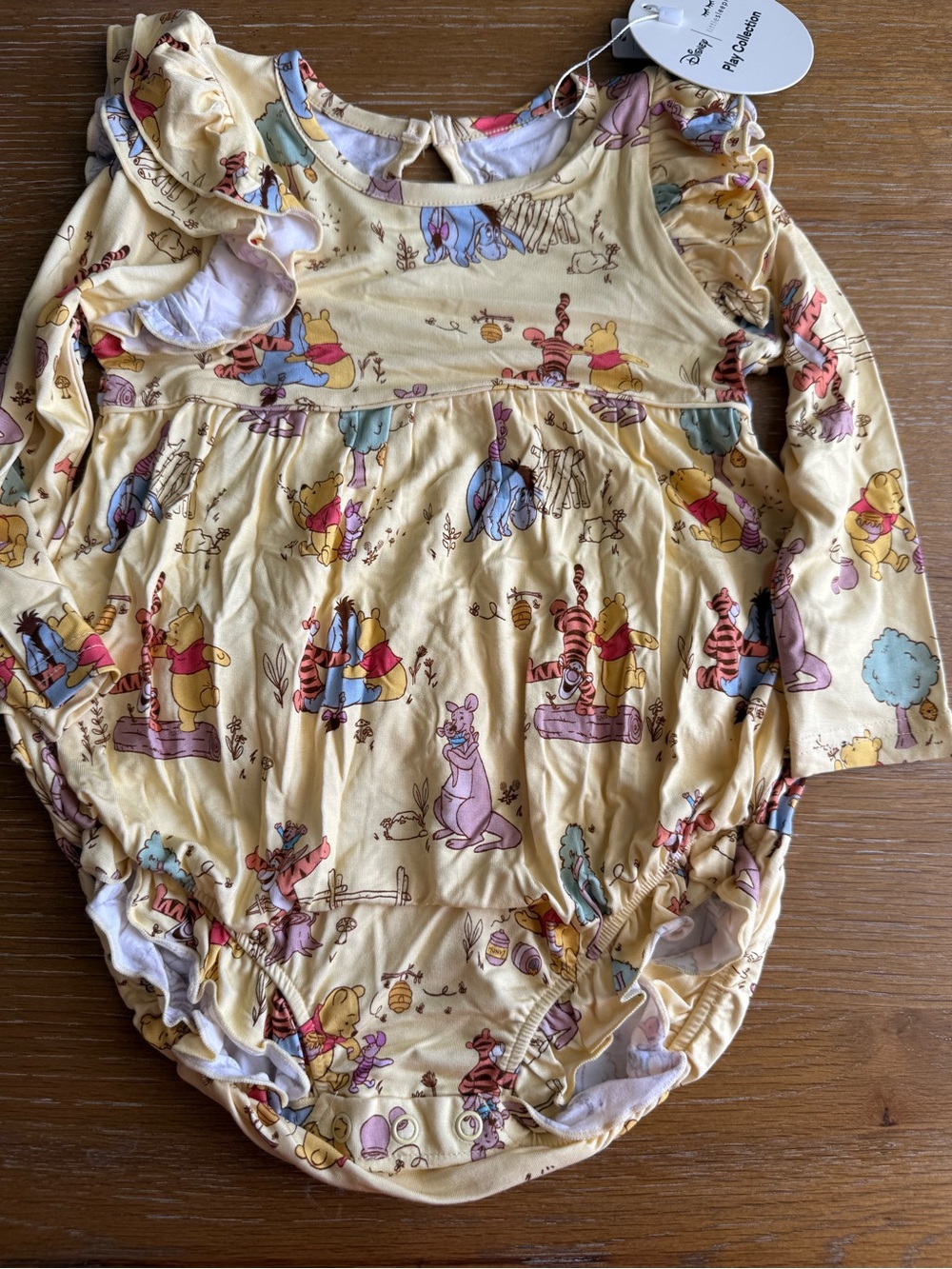 Little Sleepies Yellow Winnie the Pooh Print Bubble Romper 2T NWT